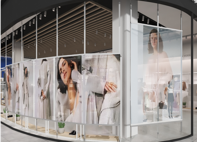 Display trasparente a led per interni P3.91video led a parete vetro led mesh display panel 0