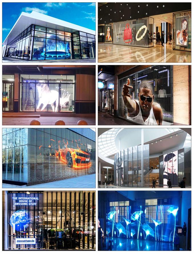 3.91-7.82mm Pixel Pitch Transparent LED Display Screen con trasparenza del 75% per una distanza di visione di 5-100m 3