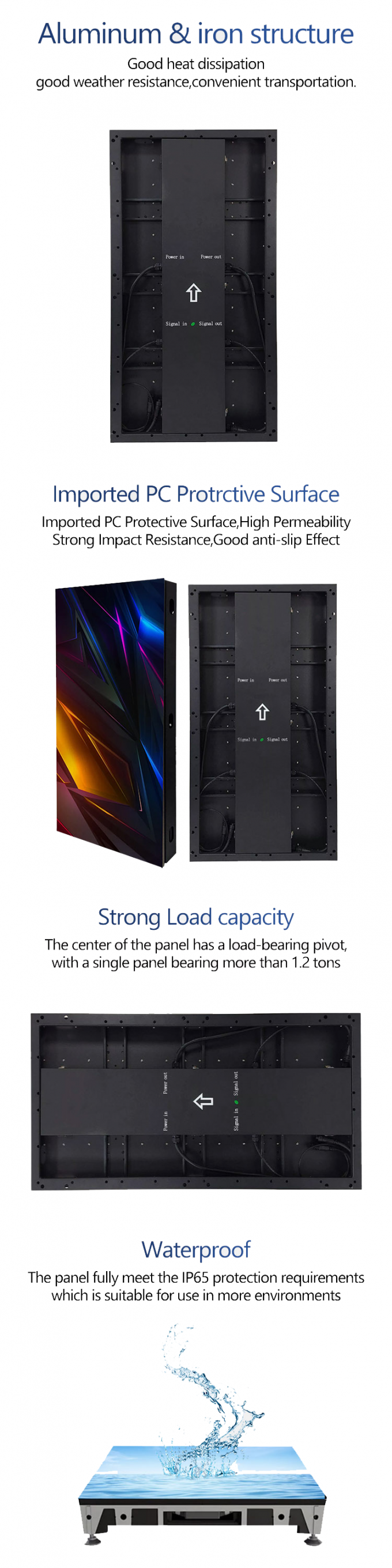 Display LED per la pista da ballo Panello di piastrelle a noleggio 500*1000 Alto rinfresco Led Stage Scena di matrimonio Parete P2.9 Display LED interattivo 2