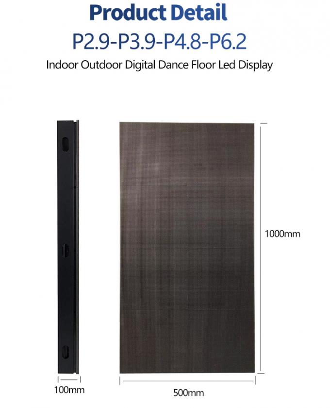 Display LED per la pista da ballo Panello di piastrelle a noleggio 500*1000 Alto rinfresco Led Stage Scena di matrimonio Parete P2.9 Display LED interattivo 3