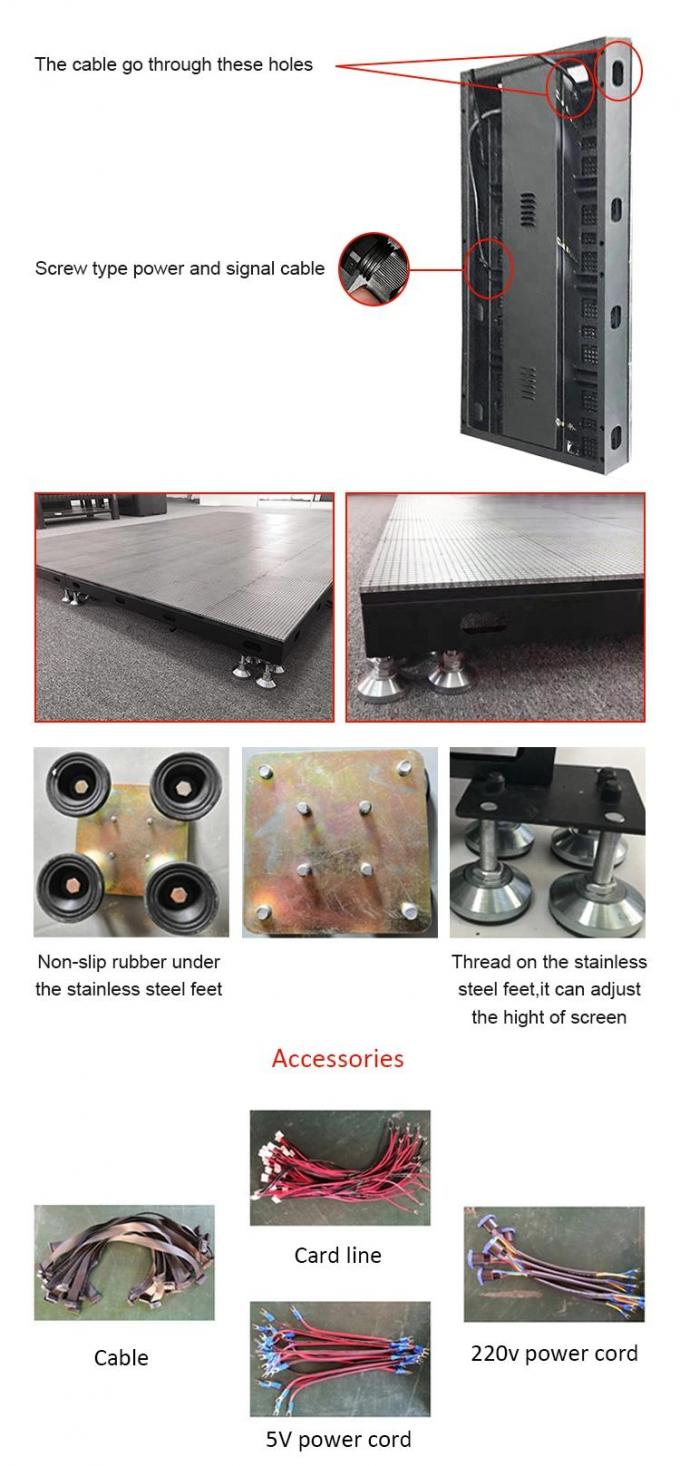 Display LED per la pista da ballo Panello di piastrelle a noleggio 500*1000 Alto rinfresco Led Stage Scena di matrimonio Parete P2.9 Display LED interattivo 5