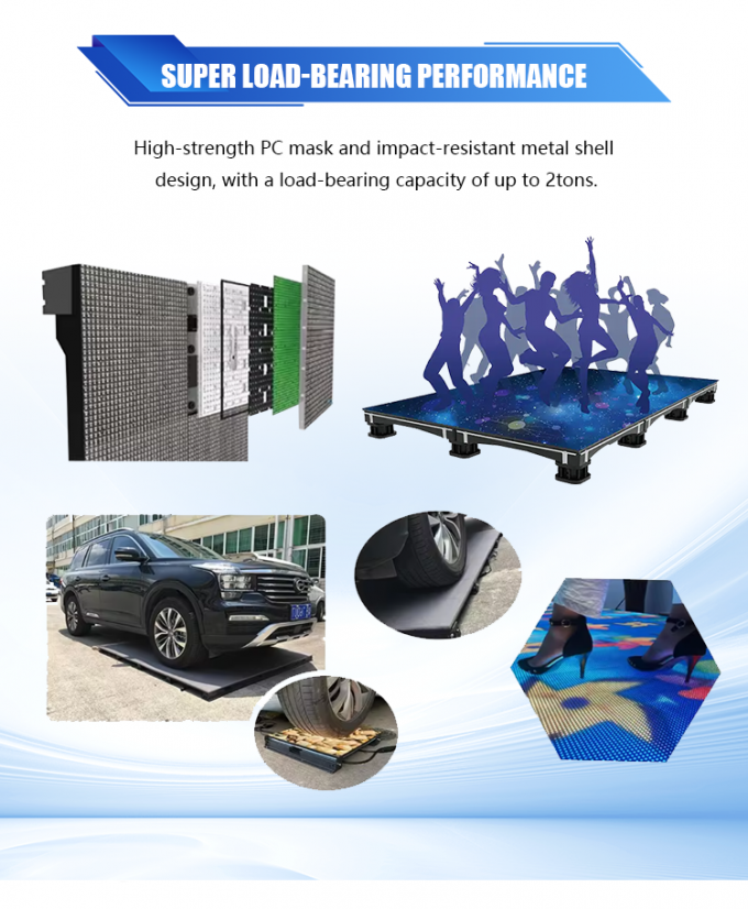 Schermo a LED interattivo per pavimento a pannelli per pista da ballo 3D P2.6 P2.97 P3.91 5